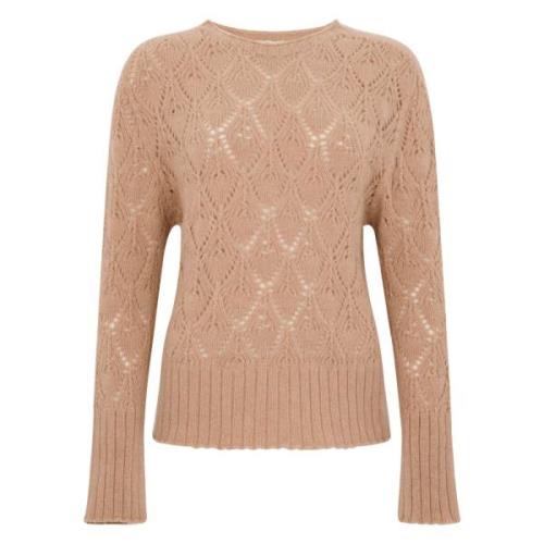 Geperforeerde Cashmere Trui in Beige Tabaroni Cashmere , Beige , Dames