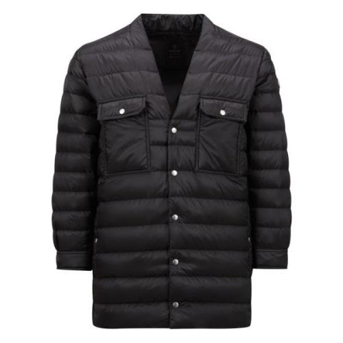 Zwarte Donsjas V-Hals Jas Moncler , Black , Dames