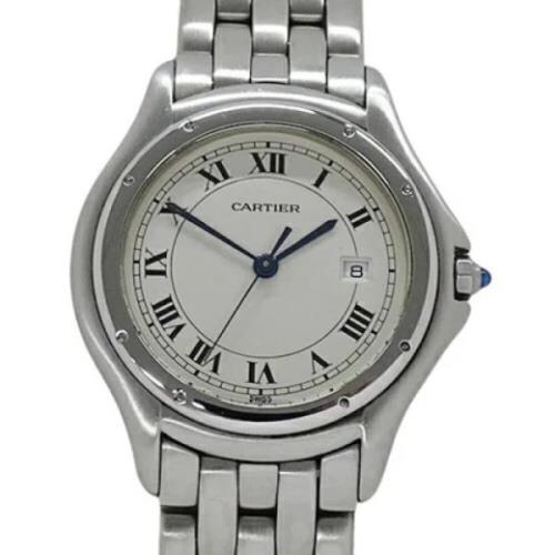 Pre-owned Stainless Steel watches Cartier Vintage , White , Heren