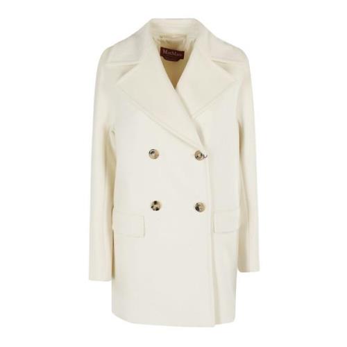 Witte Kent Jas met Brede Revers Max Mara Studio , White , Dames