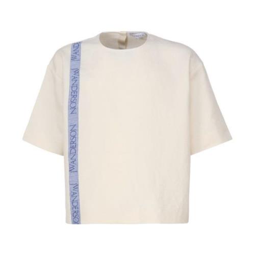 Logo Jacquard Crew Neck T-shirt JW Anderson , Beige , Heren