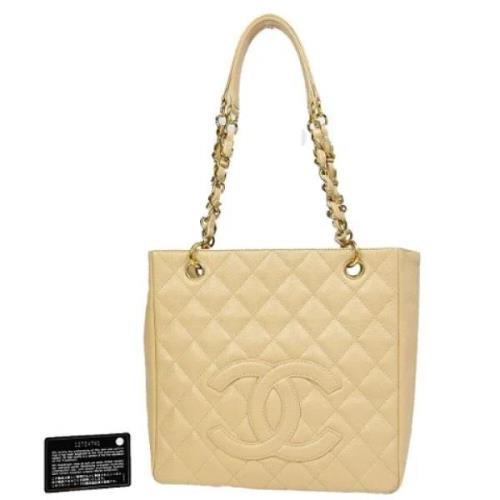 Pre-owned Leather chanel-bags Chanel Vintage , Beige , Dames