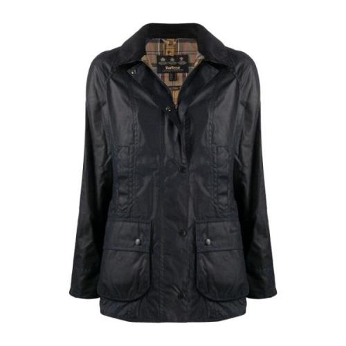 Navy Blue Gewaxte Jas Barbour , Blue , Dames