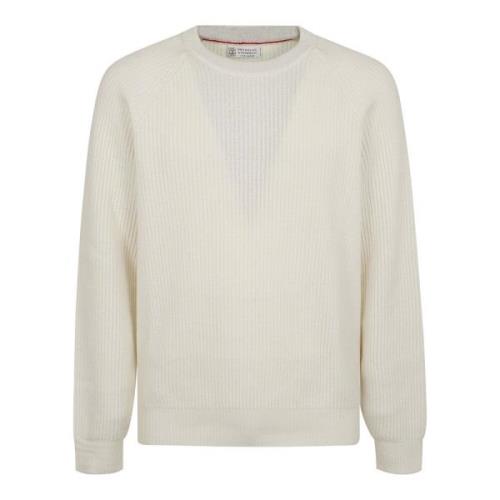 Luxe Cashmere Sweater Brunello Cucinelli , White , Heren