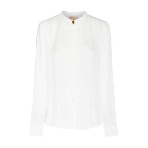 Witte Zijden Langemouw Overhemd Marni , White , Dames