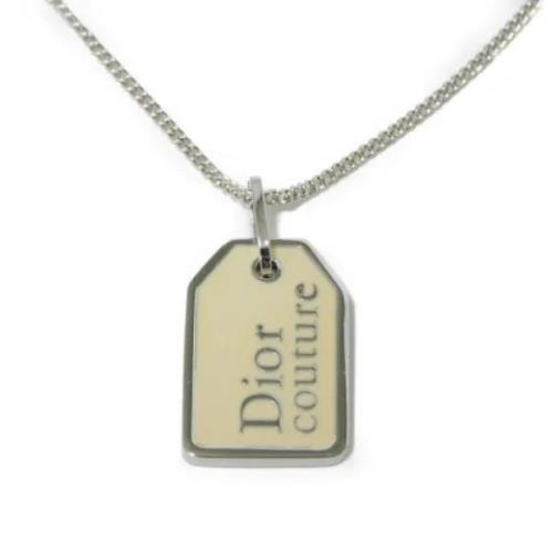 Pre-owned Fabric necklaces Dior Vintage , White , Dames