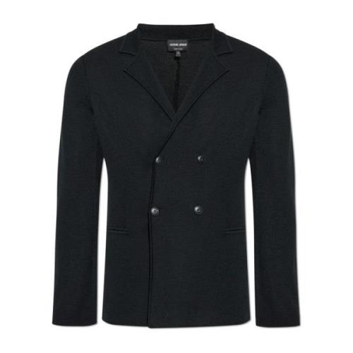 Wollen Double-Breasted Blazer Giorgio Armani , Black , Heren