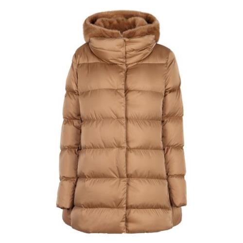 Faux Fur Hood Donsjas Herno , Brown , Dames