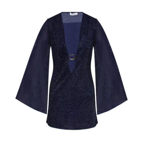 Blauwe Nacht Lurex Kaftan Jurk Oseree , Blue , Dames