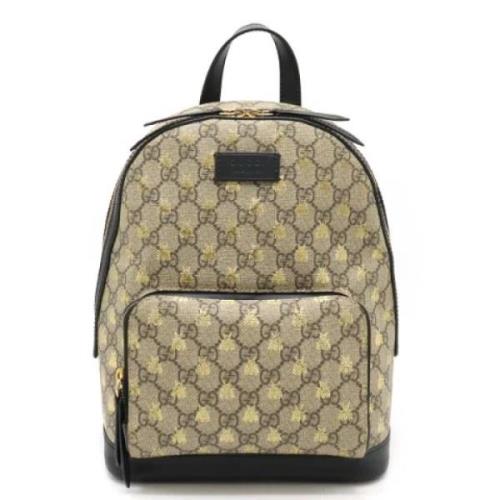 Pre-owned Leather backpacks Gucci Vintage , Beige , Dames