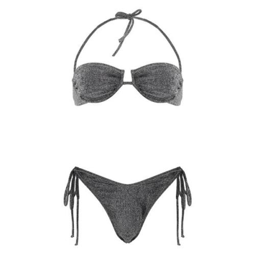 Lurex Bikini Tie Side Hipster Reina Olga , Gray , Dames