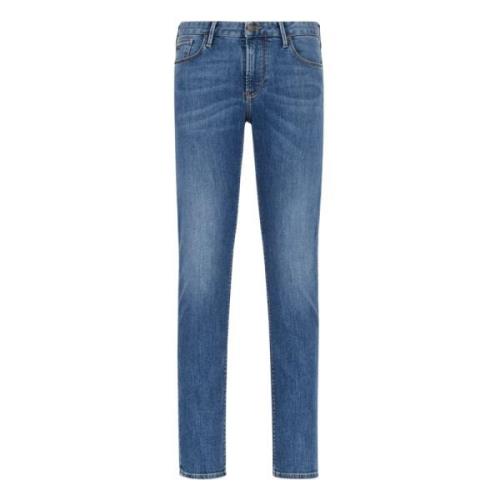 Slim Stone Washed Jeans Emporio Armani , Blue , Heren