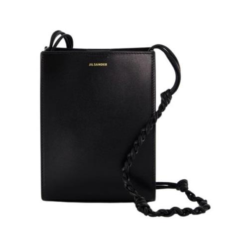 Zwarte leren Hobo tas Jil Sander , Black , Dames