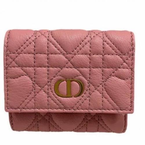 Pre-owned Leather wallets Dior Vintage , Pink , Dames