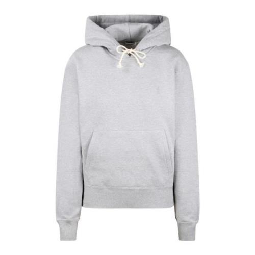 Geborsteld Katoen Logo Hoodie Fw24 Saint Laurent , Gray , Dames