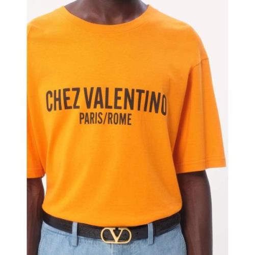 Katoenen T-shirt met Chez print Valentino , Orange , Heren