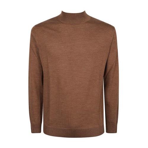 Merino Wol Ronde Hals Sweater Daniele Fiesoli , Brown , Heren