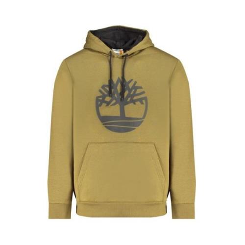 Groene Katoenen Hoodie met Logoprint Timberland , Green , Heren