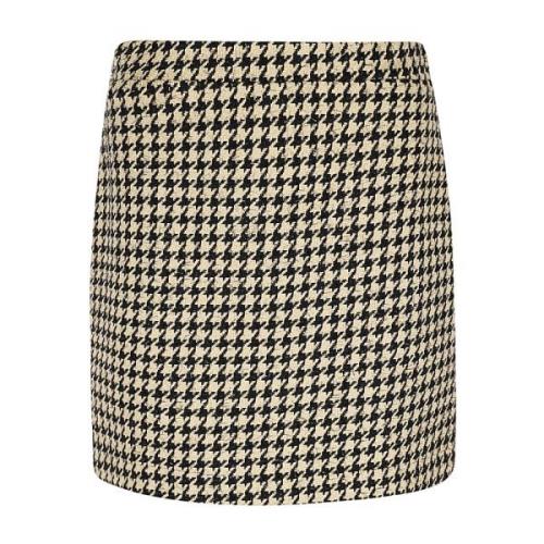 Houndstooth Mini Rok 5Progress , Beige , Dames