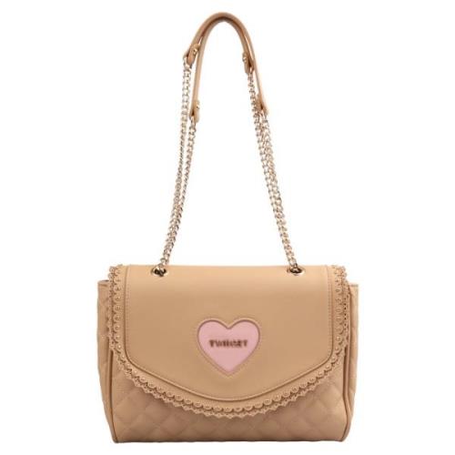 PU Leren Crossbody Tas Twinset , Beige , Dames