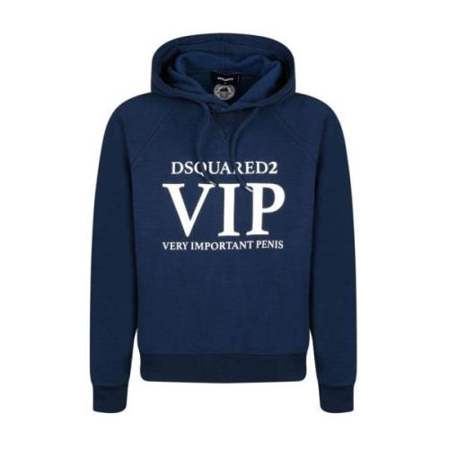 Navy Hoodie Sweatshirt met Raglanmouwen Dsquared2 , Blue , Heren