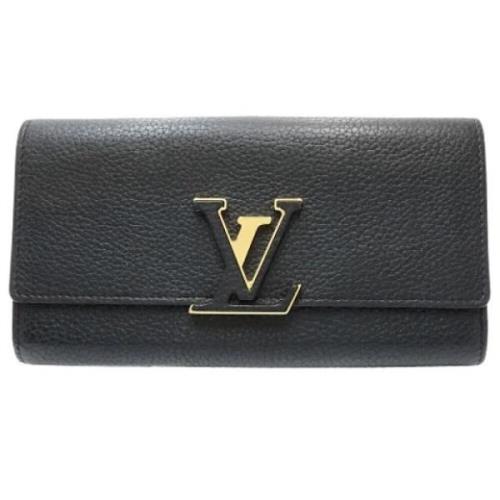 Pre-owned Leather wallets Louis Vuitton Vintage , Black , Dames