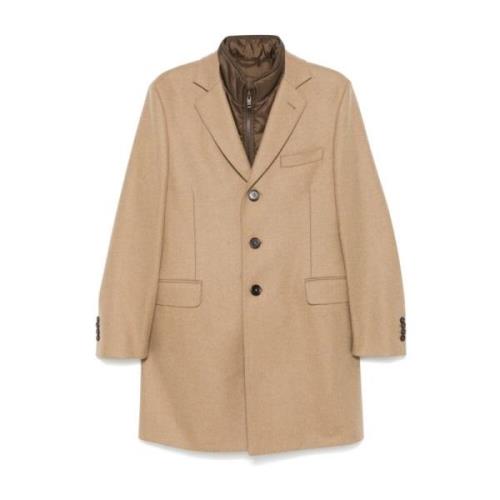 Beige Fleece Jas Gelaagde Details Fay , Beige , Heren