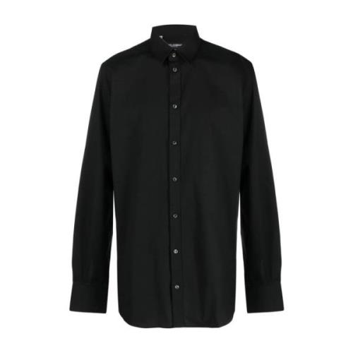 Katoenmix Lange Mouw Shirt Dolce & Gabbana , Black , Heren