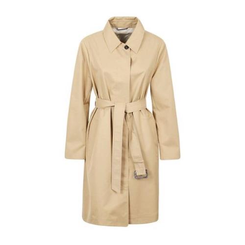 Beige Gabardine Regenjas met Knoopsluiting Max Mara Weekend , Beige , ...