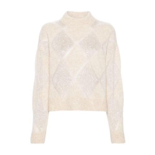 Luxe High Neck Sweater Gebreide kleding Brunello Cucinelli , Beige , D...