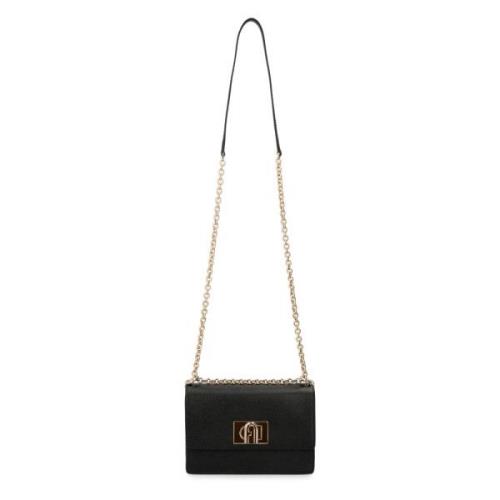 Leren Mini Crossbody Tas met Draaislot Furla , Black , Dames