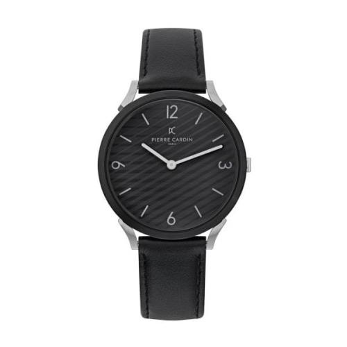 Zwarte Heren Quartz Analoog Horloge Pierre Cardin , Black , Heren