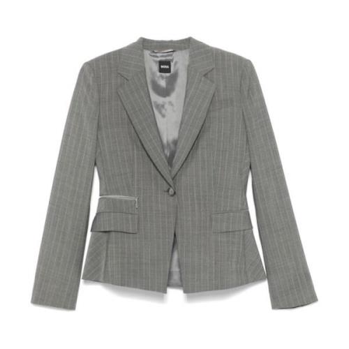 Pinstripe Wollen Jas Boss Black , Gray , Dames