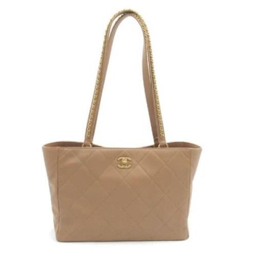 Pre-owned Leather totes Chanel Vintage , Beige , Dames