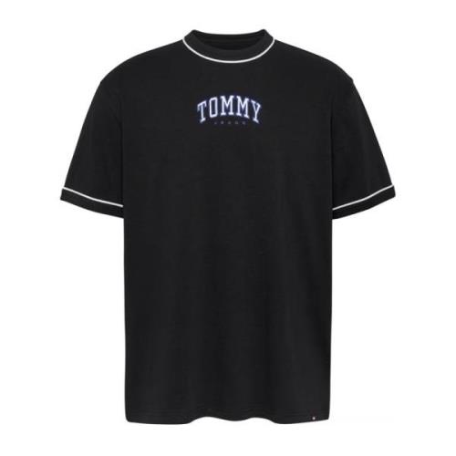 Zwart Logo Katoenen T-shirt Tommy Jeans , Black , Heren