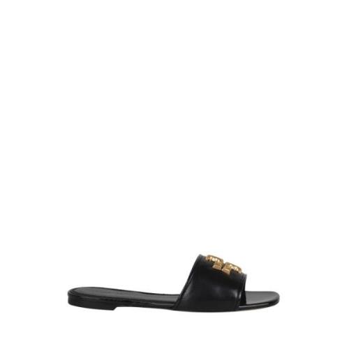 Goudkleurige Logo-Plaque Sliders Tory Burch , Black , Dames