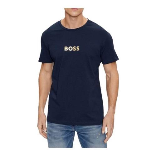 Blauw Logo Katoenen T-shirt Hugo Boss , Blue , Heren