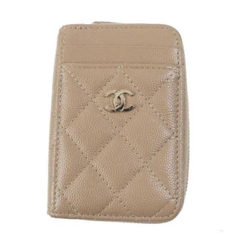 Pre-owned Leather wallets Chanel Vintage , Beige , Dames