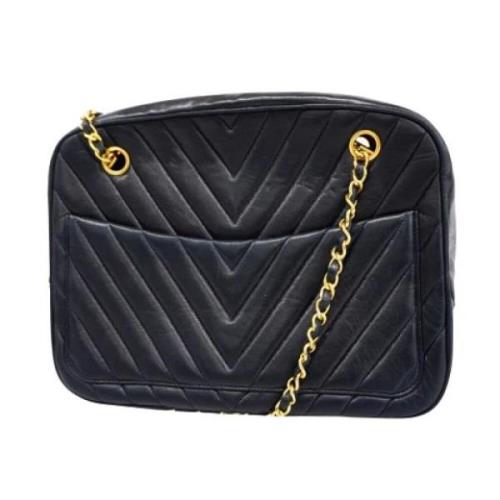 Pre-owned Leather chanel-bags Chanel Vintage , Blue , Dames