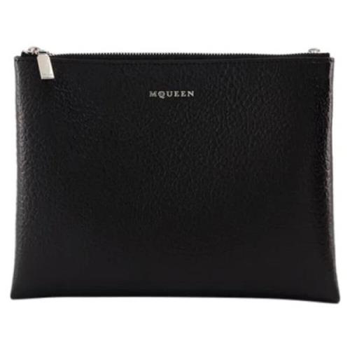 Leather clutches Alexander McQueen , Black , Dames