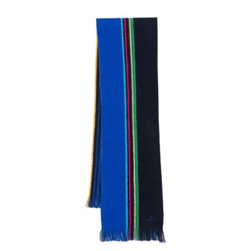 Blauwe Wollen Sjaal met Sportstrepen Paul Smith , Multicolor , Heren