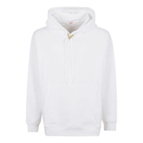 Katoenen Hoodie met V-detail Valentino Garavani , White , Heren