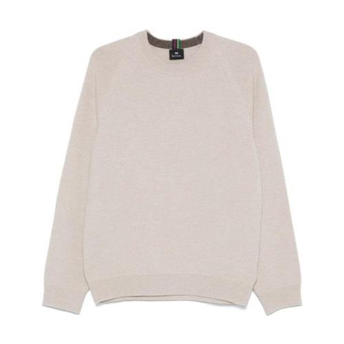 Witte Merinowol Ronde Hals Sweater Paul Smith , White , Heren