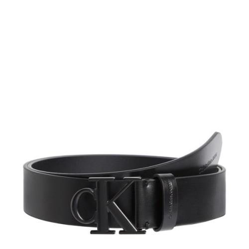 Ronde Leren Riem Calvin Klein , Black , Heren