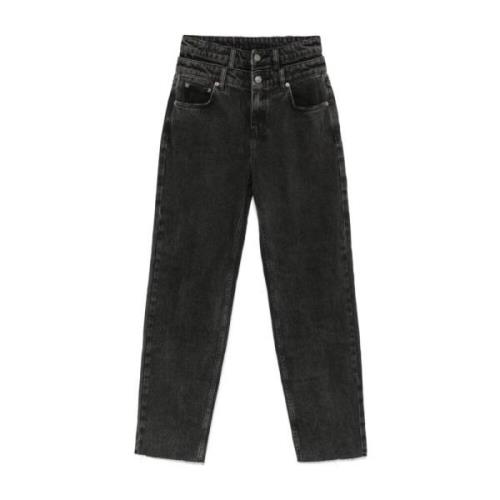 Zwarte Gewassen Denim Tapered Leg Jeans Ksubi , Black , Dames