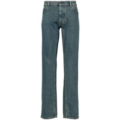 Denim Straight Leg Button Fly Broek Lardini , Gray , Heren