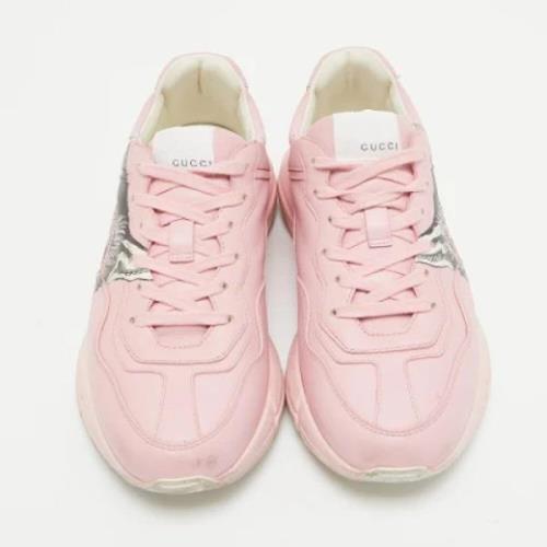 Pre-owned Leather sneakers Gucci Vintage , Pink , Dames