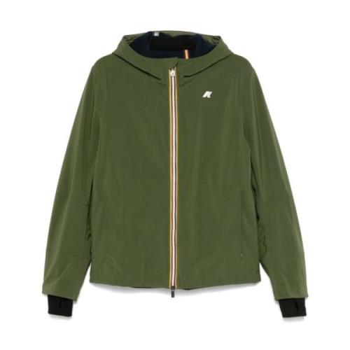 Groene Waterdichte Winddichte Hooded Jas K-Way , Green , Heren