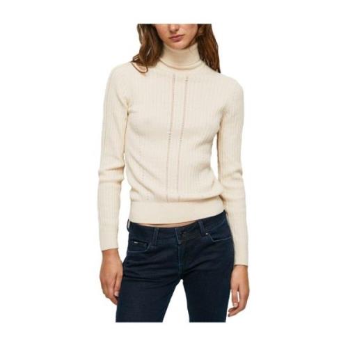 Geribbeld Jersey Top voor Vrouwen Pepe Jeans , Beige , Dames