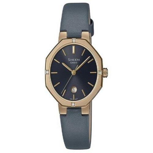 Gouden Leren Horloge Sheen Model Casio , Gray , Dames